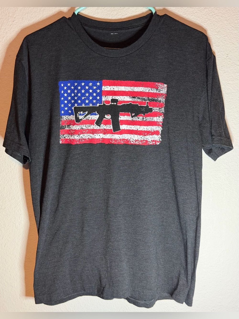 Black Rifle Coffee Company Anerican Flag Gray Short Sleeve T-shirt Men L